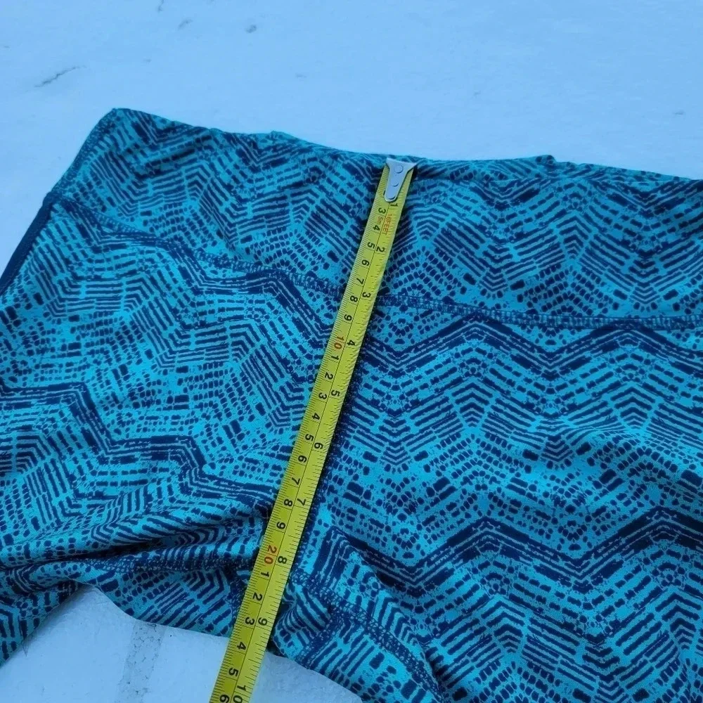 Womans Nike Dri-Fit Green Navy Tie Waist Cropped Leggings Running Athletic L